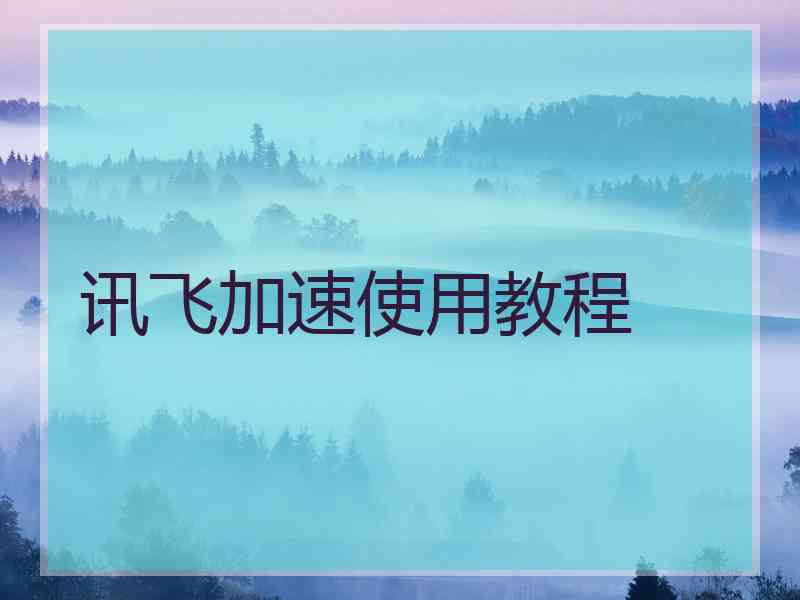 讯飞加速使用教程