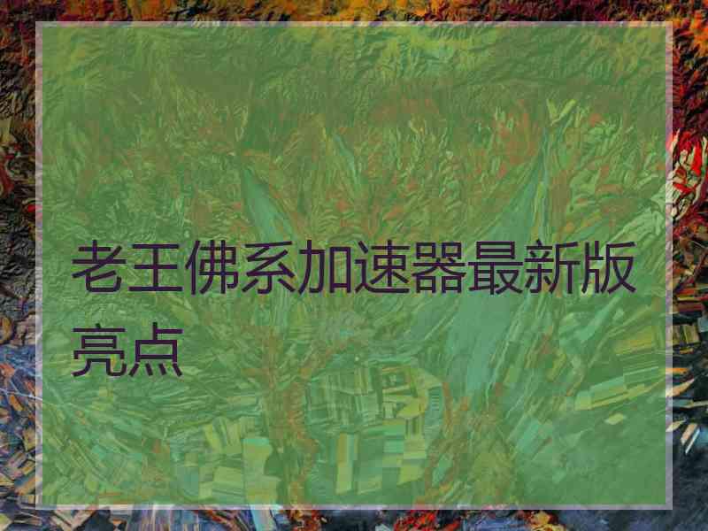 老王佛系加速器最新版亮点