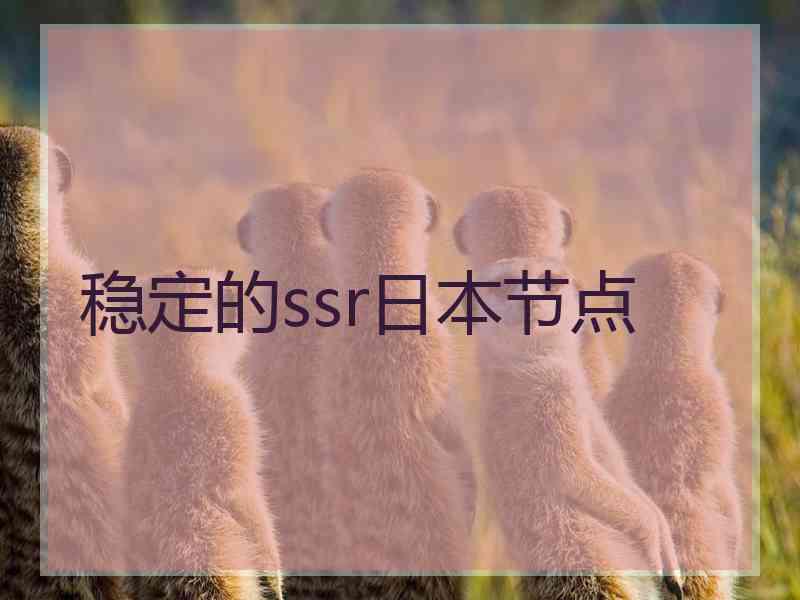 稳定的ssr日本节点